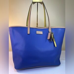 Coach Park Metro leather tote Porcelain Blue Yellow/Tan Leather trim